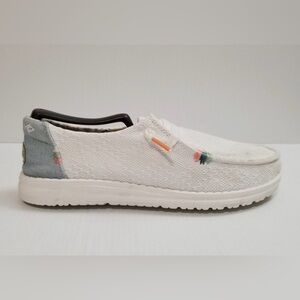 Hey Dude Wendy Boho White Crochet Knit Slip On Comfy Loafers Shoes-Women’s 9